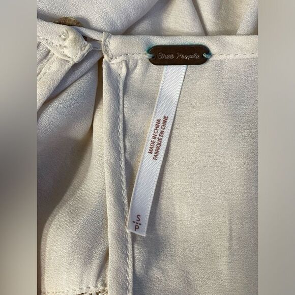 Free People Cream Lace Trim Peasant Balloon Sleeve Blouse S - Picture 8 of 9